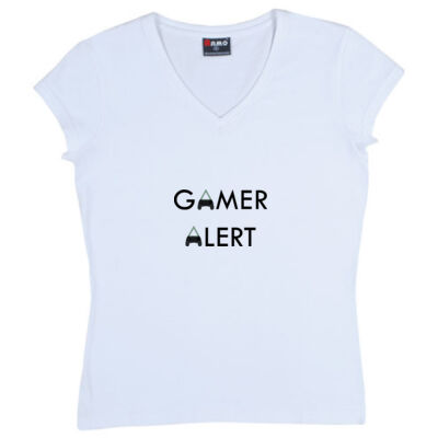 Gamer Alert Tshirt - Ramo - Ladies V Neck Thumbnail