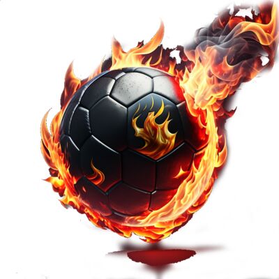a soccer ball with flames either side Thumbnail